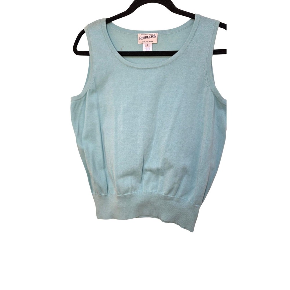 Pendleton Women's Light Blue Sleeveless Old Money Knit Tank Top L